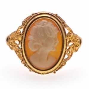 Vintage cameo ring 14K gold Italy